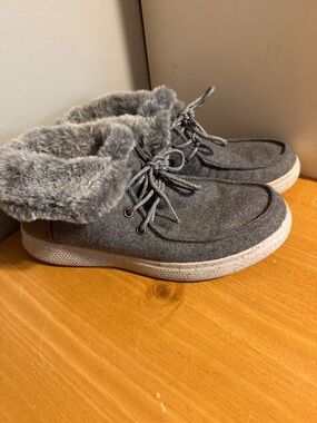 BOBS from Skechers Gray Faux Fur Lined Ankle Boots